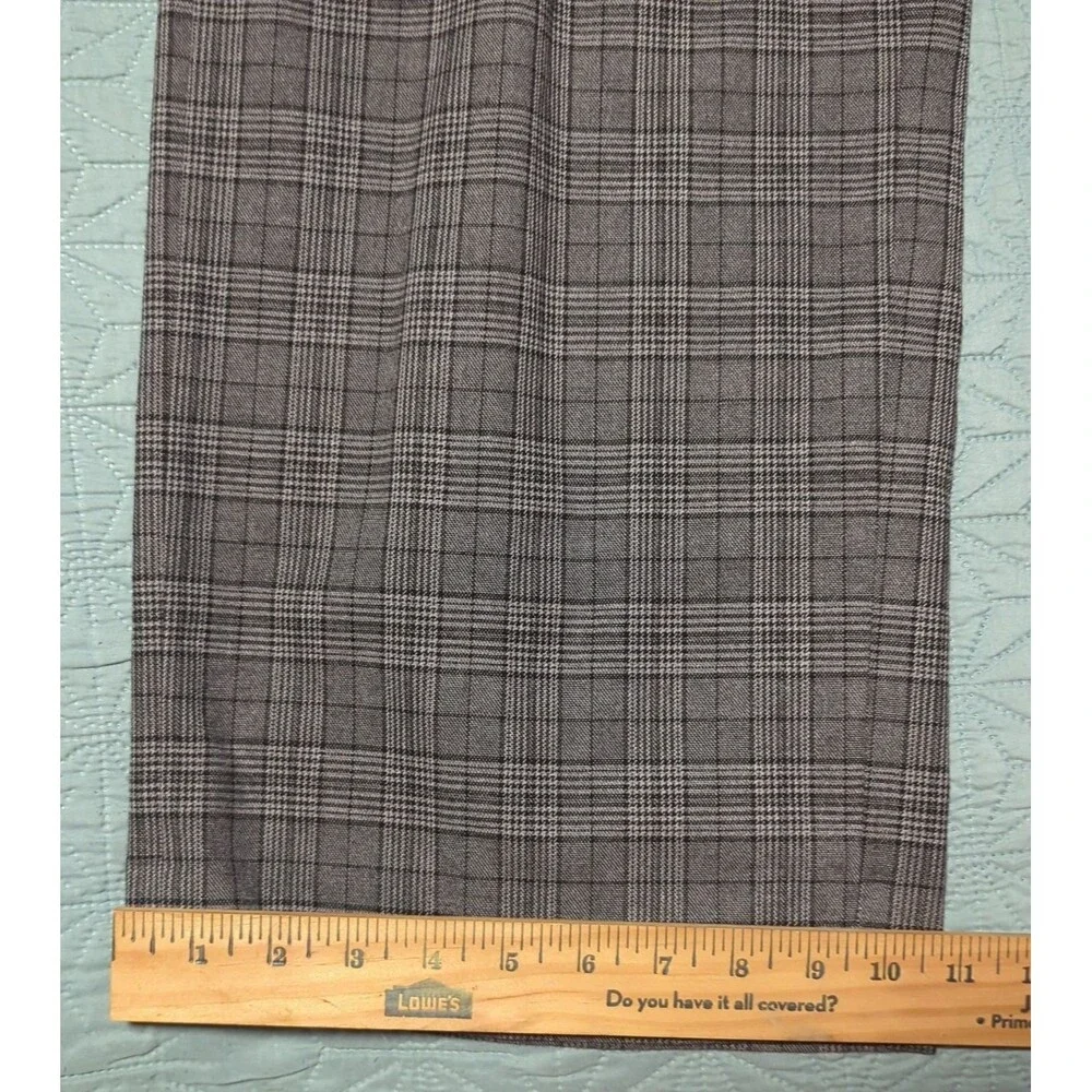 J.Crew Grey Glen Plaid Wide Leg Trousers High Rise Women's 16 W38 L29 Business